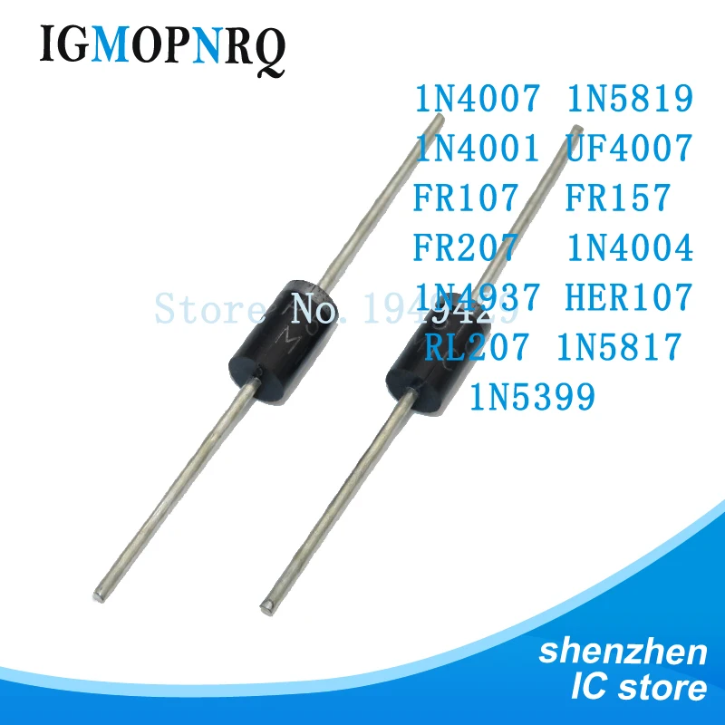 100ks 1n4007 1N5819 1N4001 UF4007 FR107 FR157 FR207 1N4004 1N4937 HER107 RL207 1N5817 1N5399 HER305 FR102 1N4148 DB3 DO-41 1N60