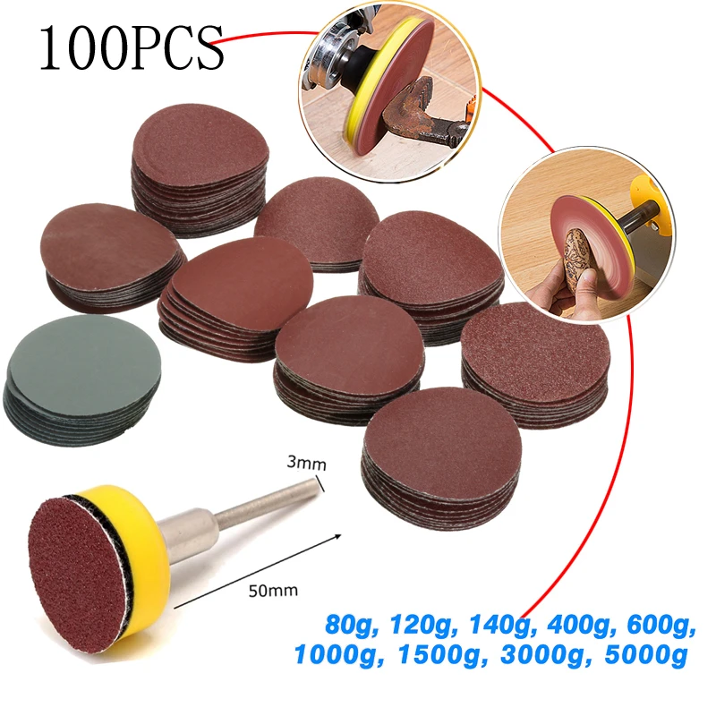 100ks 25 mm/1inch brúsny papier + 1pc 1inch Hook Loop Backer Plate 1/8inch stopka + 1ks Loop Siep Banding Podložka Arrasives zmiešané leštenie