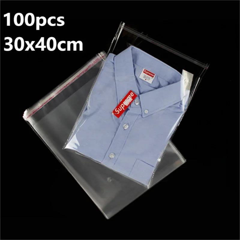 100ks 30*40 cm vlastné lepiace plastové vrecká Priehľadné OPP Poly Celfane Bag Clear Balenie Darčeková taška na svadobné narodeniny
