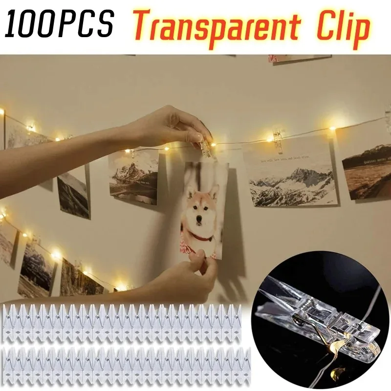 100ks 35 mm mini jarné priehľadné priehľadné klipy Oblečenie Photo papier PEG PIN PINESPIN CREST CLIPS PARTY