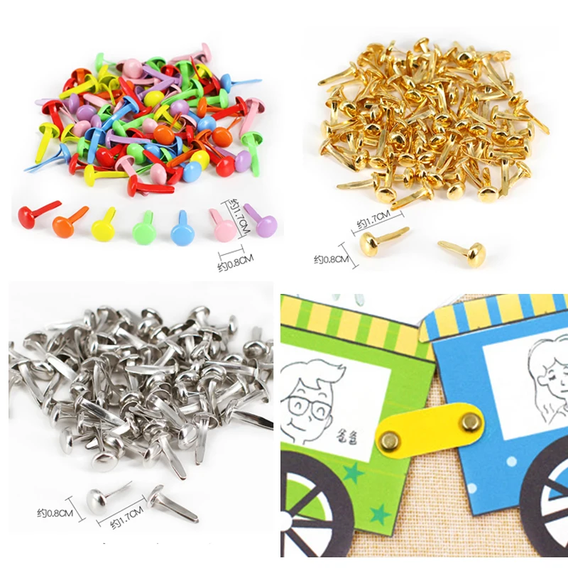 100ks 4,5-8 mm zmiešané kovové kovové brady hroty hroty scrapbooking klip