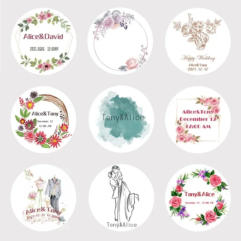 100ks 4 cm DIY STRECTIS Prispôsobené logo Logo Svadobná strana Round Square tesniaci nálepka biely kraft papier Transparent
