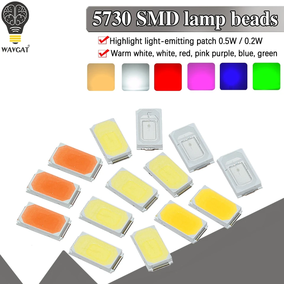 100ks 5630/5730-CW/WW 0,5W-150MA 50-55LM 6500K Biele svetlo SMD 5730 5630 LED 5730 Diódy (3,2 ~ 3,4V)