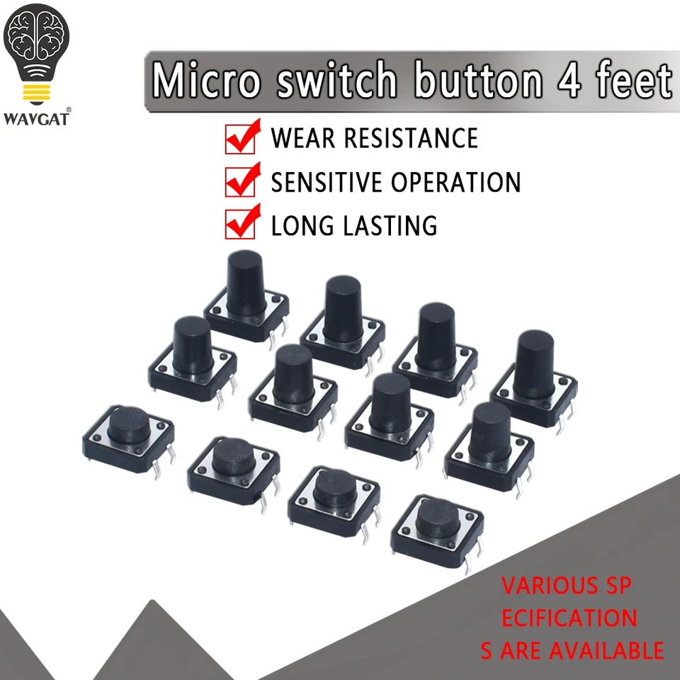 100ks 6x6 6*6*4,3 mm 5 mm 6 7 8 9 10 11 12 13 14 15 16 17 17 4PIN TATIL TATH TASK TAKT Micro Switch Micro Switch Self-reset DIP prepínače