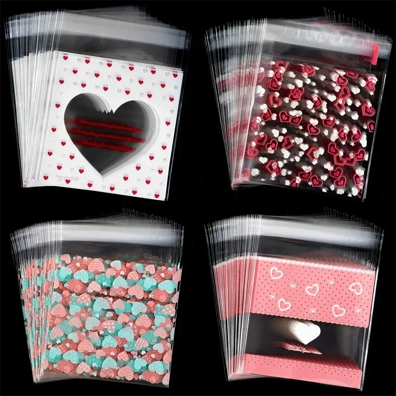 100ks 7x7/10x10cm Self Adhesive Celophane Treat Bag pre cukrovinky Cookie šperky Darček Darček pre malé podniky materiály