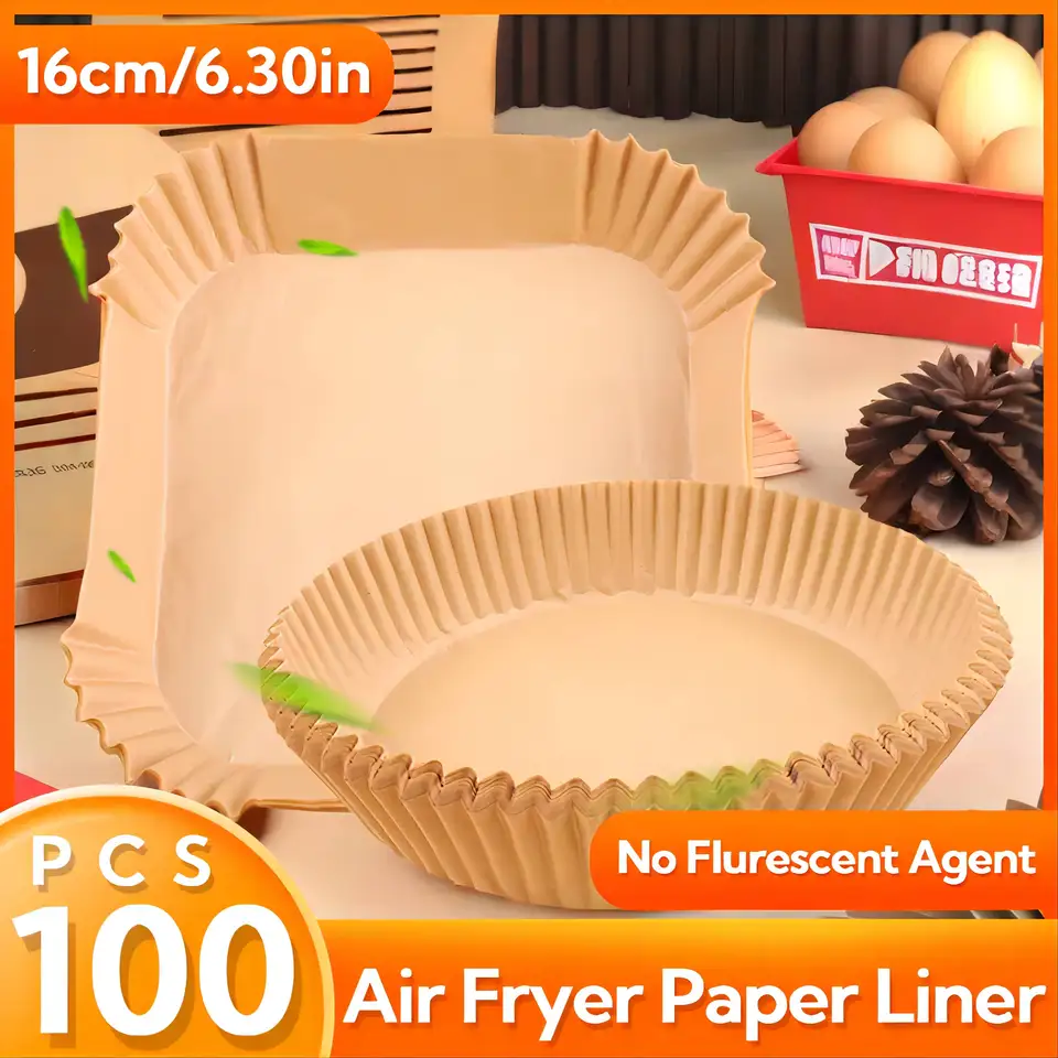 100ks Air Fryer Bakeware Ukázateľný papierový zásobník Non-Keep Mat Oil Or-Oil Forner Non-Stick Mat pre kuchynský pekársky papier