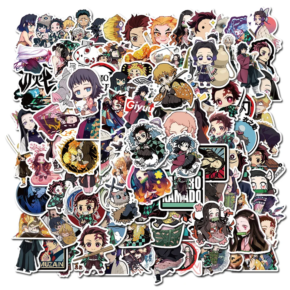 100ks Anime Demon Slayer Cartoon Graffiti nálepky DIY telefón gitara notebook notebook kufr