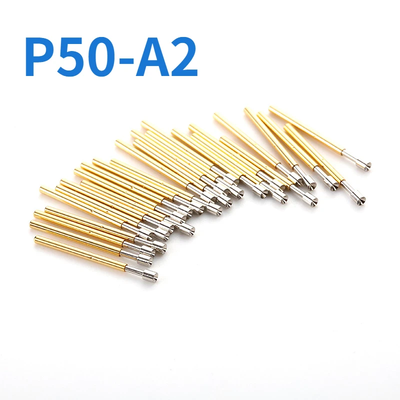100ks/balenie P50-A2 šálka v tvare hlavy skúšobná sonda Priemer 0,68 mm dĺžka 16,55 mm pre PCB POGO PIN