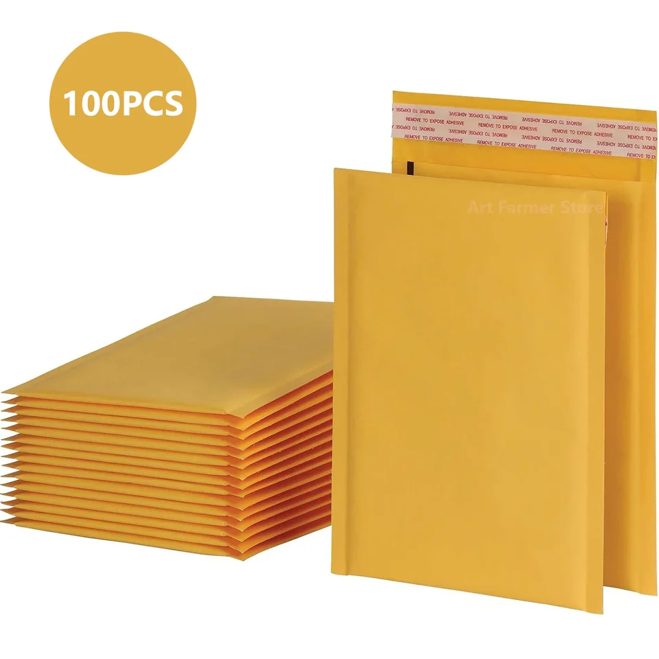 100ks balenie prepravných tašiek balíčky Kraft Paper Small Business Supplies Bubble Mailer Balenie Mailing Mailers Office School