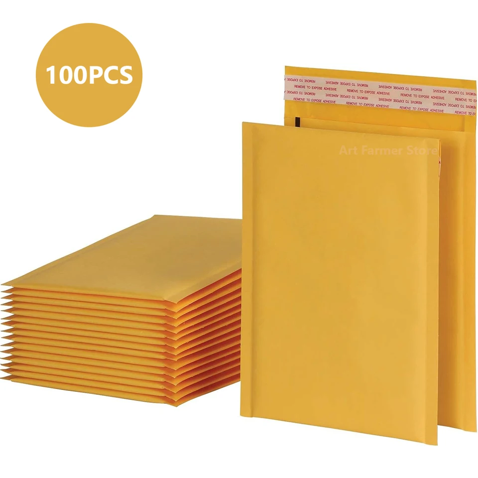 100ks balenie prepravných tašiek balíčky Kraft Paper Small Business Supplies Bubble Mailer Balenie Mailing Mailers Office School