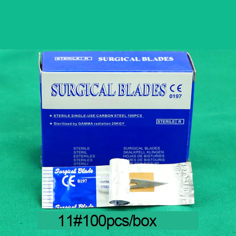 100ks/box zubné chirurgické skalpel sterilizované čepele skalpel lopatky pre zubné lekárske lekárske chirurgické čepele skalpel