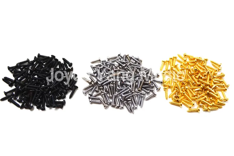 100ks Chrome/čierna/zlatá gitarová skrutka 2.1*10 mm pre gitarové basové strojové tuner ladenie kolíkov
