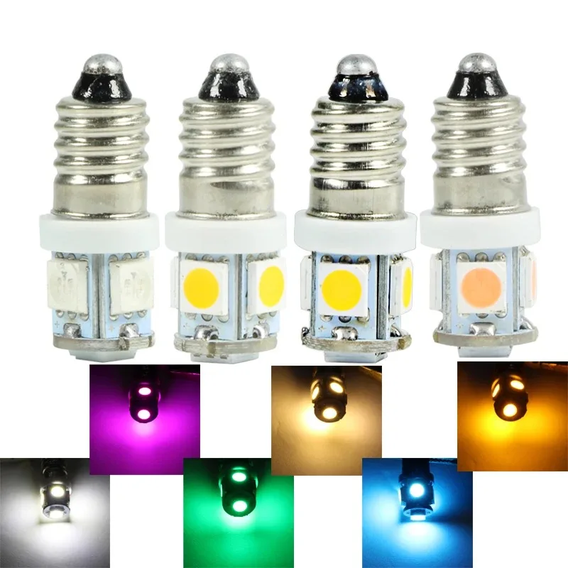 100ks DC 6V 6.3V 5050 5SMD E10 LED žiarovka Stará baterka pinball her