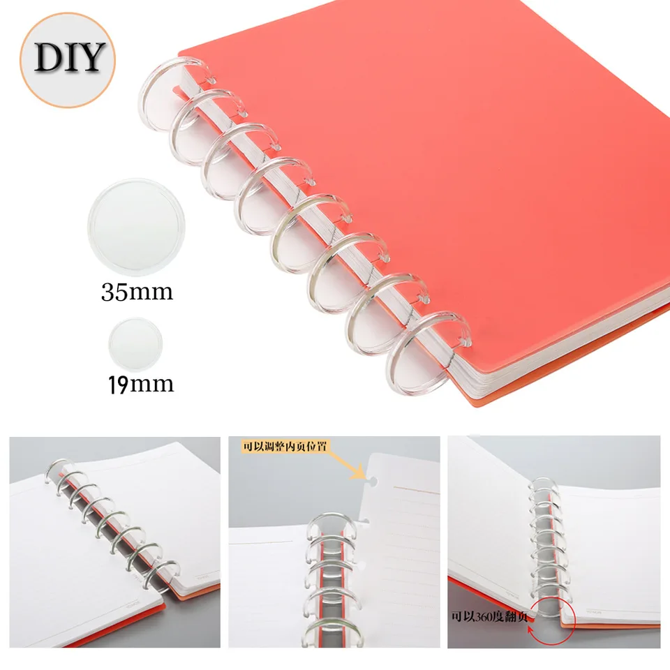 100ks DiskBound Discs Notebook Binder Hub Plánovač Plánovač Disky Plánovač kruhu spojivo spojivo voľný listový notebook Veľké disky