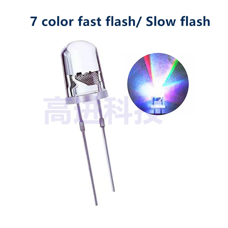 100ks F3 F5 3 mm 5 mm RGB 7 Farba rýchleho bleskového/pomalého flash LED dióda emitujúca (LED) (LED) 3 mm RGB 7 Color Fast Flash LED pomalý blesk