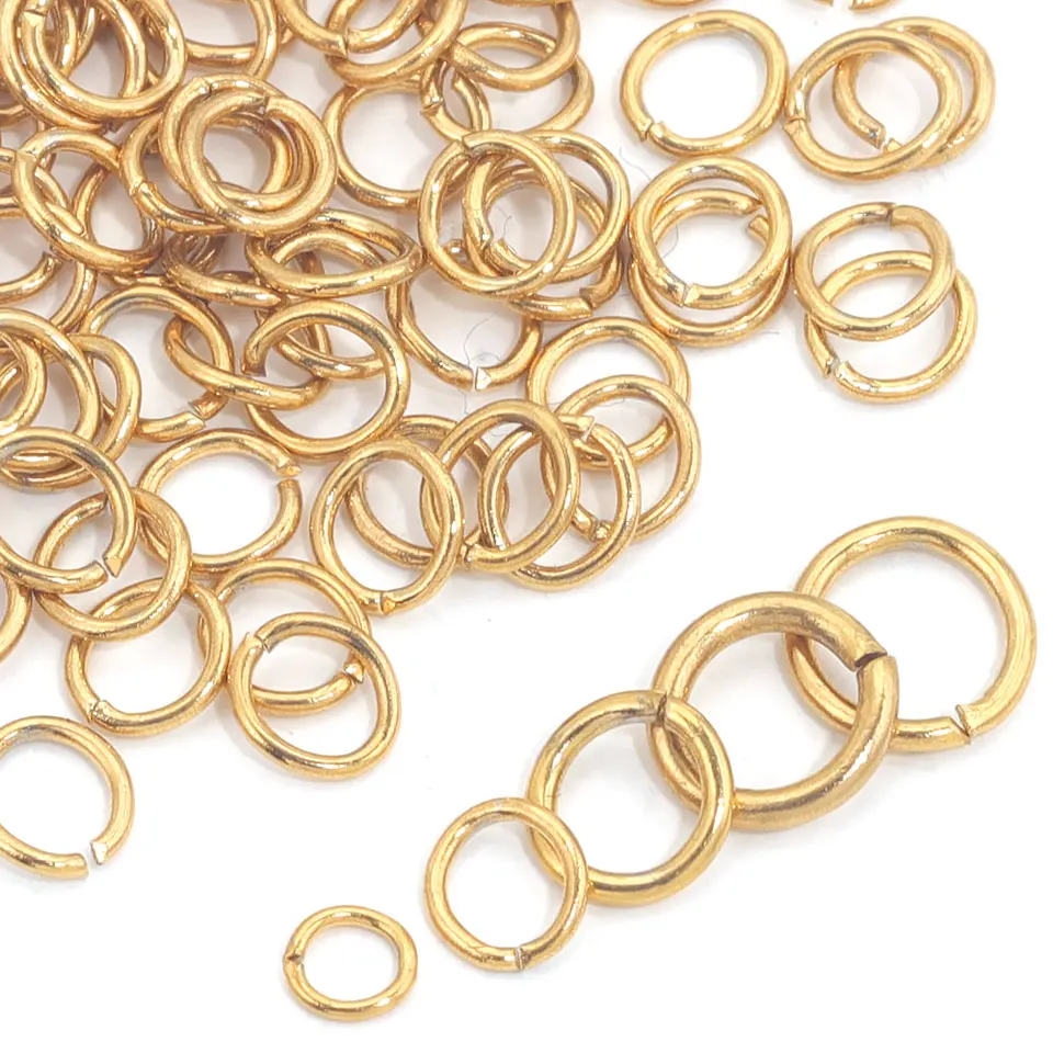 100ks Gold-Plate z nehrdzavejúcej ocele Otvorené skokové krúžky pre šperky Výroby pre domácich majstrov pre šperky materiály remeselníkov