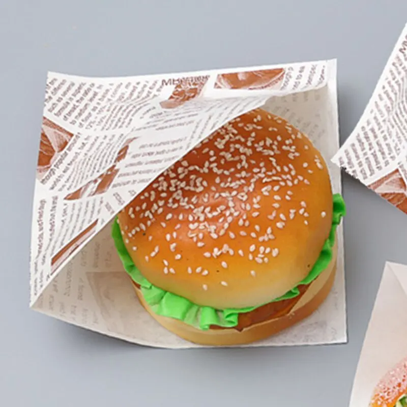 100ks Hamburg Trojuholníkové pečenie a olejové vrecká Donut Bakery Baking Food Balenie Ručne zabalené olejovo odolné vrecko Kraft