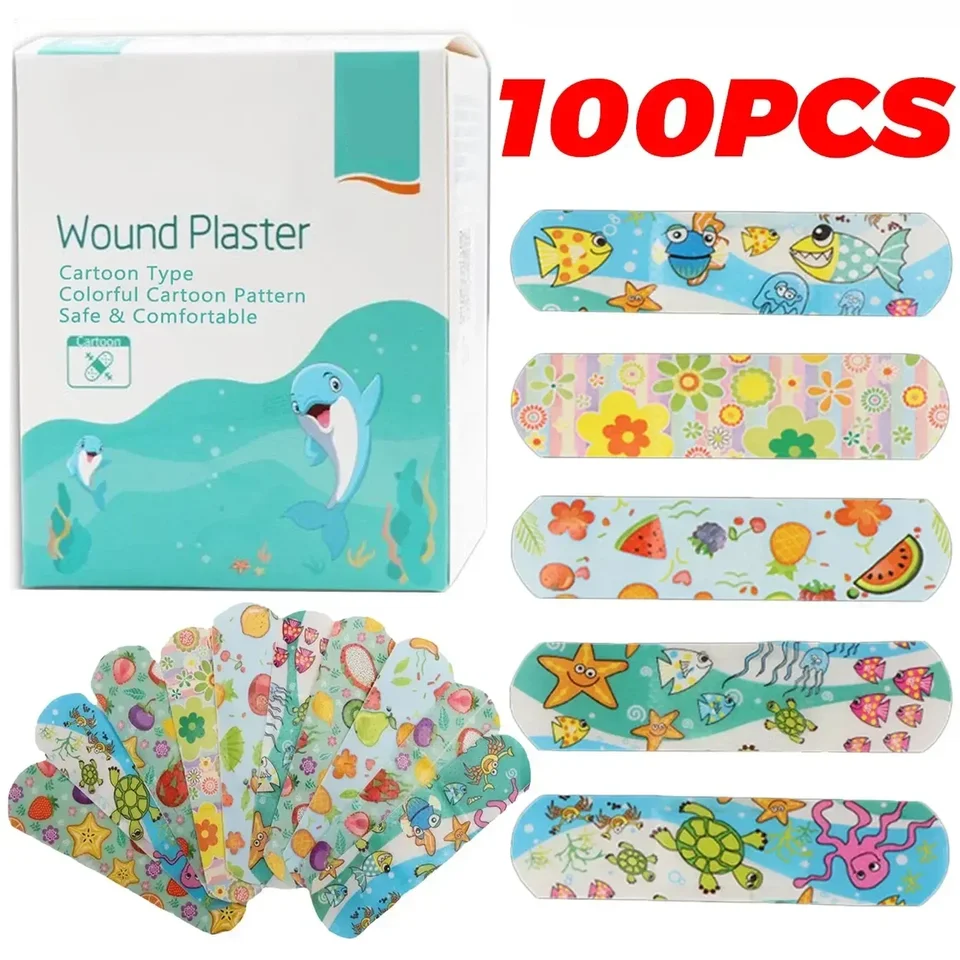 100ks hromadné detské bandáže deti roztomilé kreslené bandáže flexibilné lepiace prúžky Medical Witerploble Priedušné pre deti