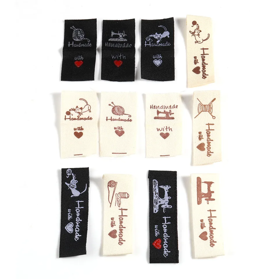 100ks karikatúra šijací stroj štítok štítky obdĺžnik Polyester Ručne vyrobené s láskou