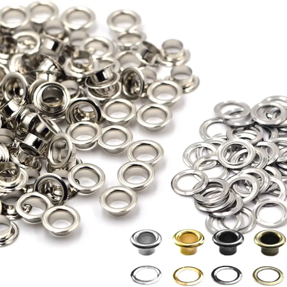 100ks kovové očné očné viečka Grommet Round Eye Rings Opravy kožené remeselné topánky opasok Tag oblečenie DIY Šitové príslušenstvo 5 mm