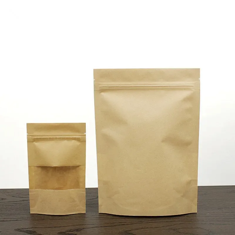 100ks kraft papier číre okno Zip Zamknuté vrecko Doypack Self Stupel Coffee Kávu Sex Sex Cosplay ponožky Rukavice darčeky balenie tašky