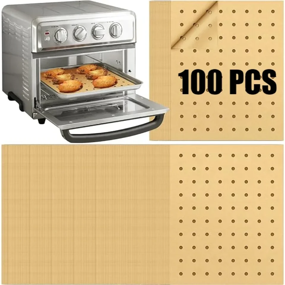 100ks letecké fritéza na jednorazový pergamen papiere, ktoré nie sú k dispozícii obdĺžnikové papierové listy košík na pečenie varenia naparovanie