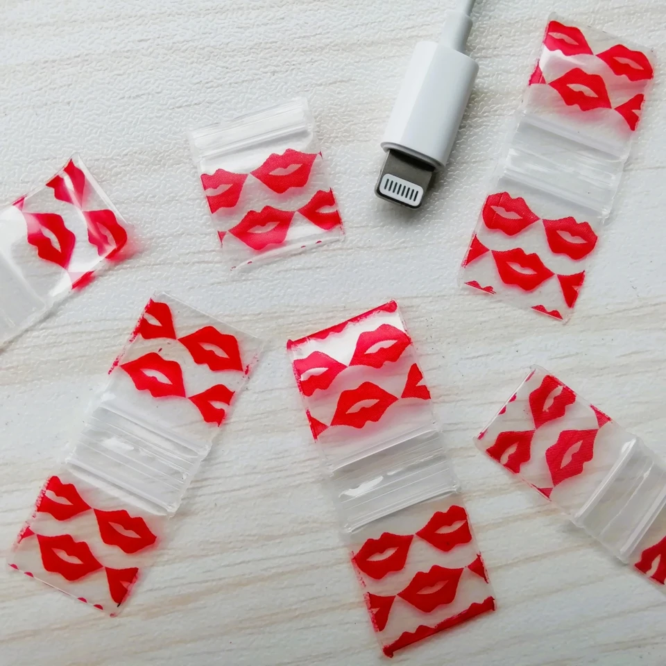 100ks Mini Zip Lock Bag Biss Lips Design Tlate