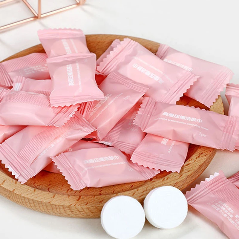 100ks na jednorazový tkanina Tablet Tablet Tablet Table Table Tissue Cleaning Compressed Towel Cestu