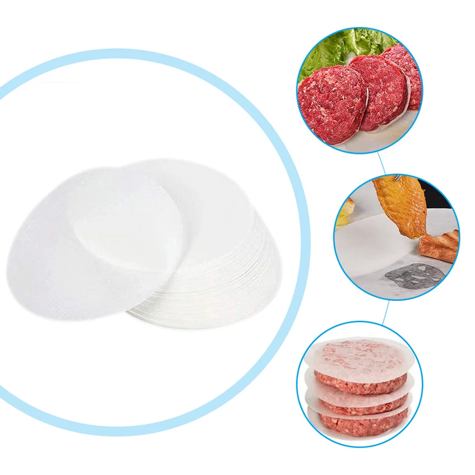 100ks okrúhly hamburgerový olejový výrobok papiera BBQ gril papier absorbujúci list, ktorý sa nedá ľahko brať pre kuchynské potreby
