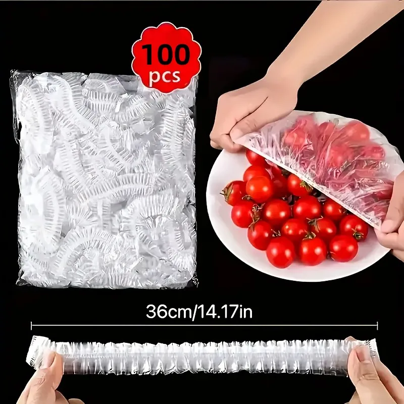100ks opakovane použiteľné prilepenie Film zakrýva ovocné zeleninové skladovanie potravín Storage Storage vrecko pikniky a grilovanie