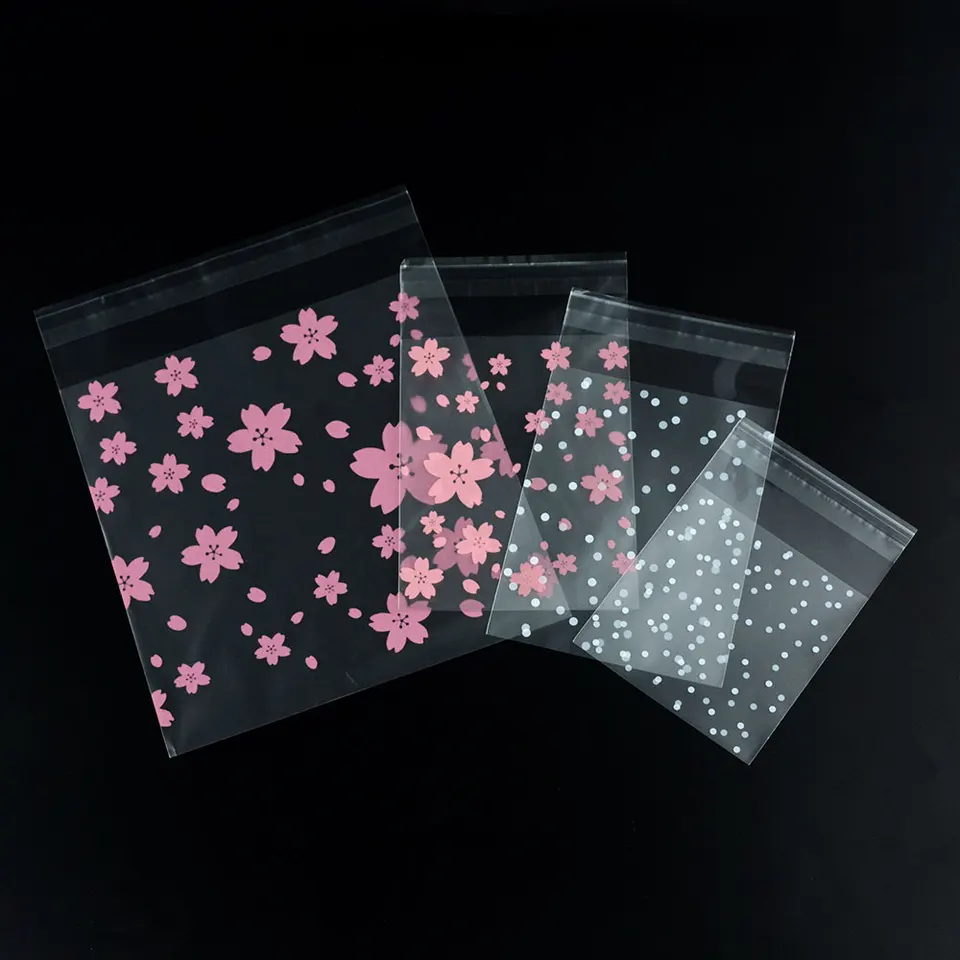 100ks plastové priehľadné darčekové tašky Dot Candy Cookie Balenie vrecka s vlastným lepidlom vrecko Svadobné dekorácie vrecká na párty