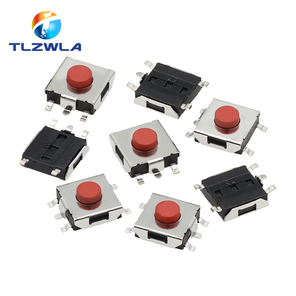 100ks ploché červené SMD 5pin 6x6 TACT TASK Spínač 6*6*3,1 mm mikro spínač 6x6x3.1mm