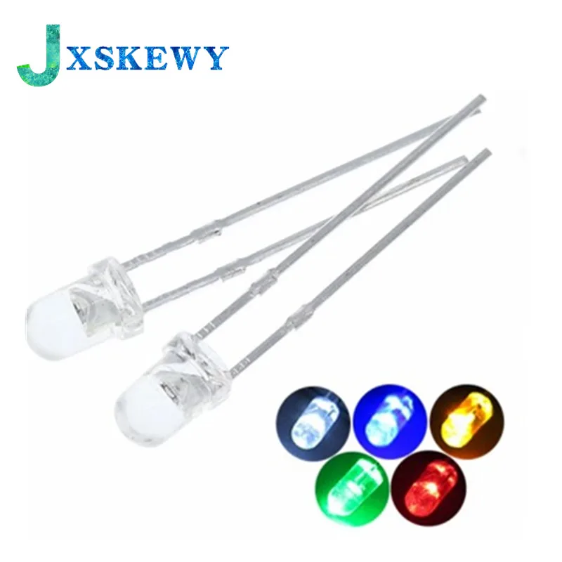 100ks priehľadné okrúhle 5 mm/3 mm super jasná voda číra zelená červená biela žltá modrá LED žiarovky Emitujúce diódy