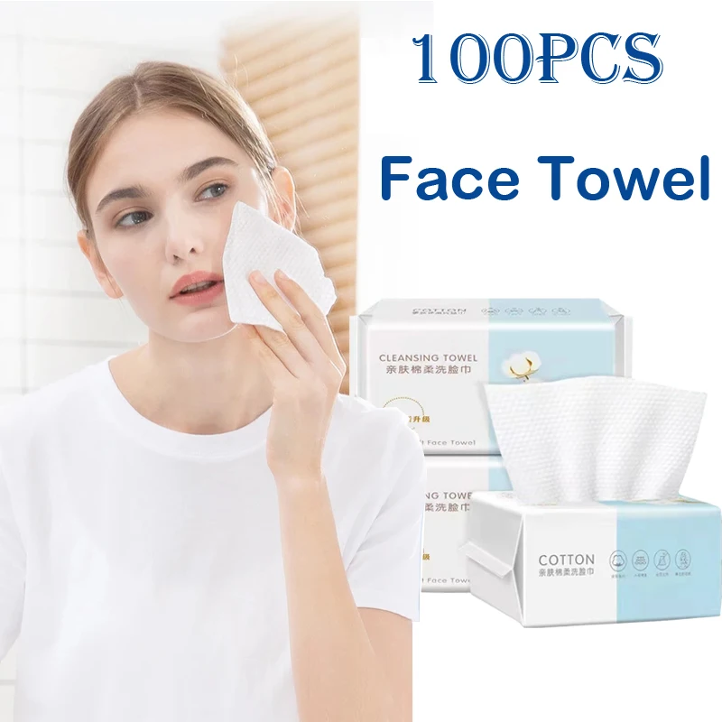 100ks prírodné jednorazové jednorazové uteráky Cestovné čistenie tváre mokré a suchý odstraňovač make -upu perlovú bavlnu mäkký make -up netkananý uterák