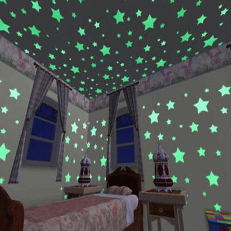 100ks PVC Stars Glow Stumpers Luminous In Fluorescence Wall Art 3d Home pre detskú izbu Strip Switch Dekorácie