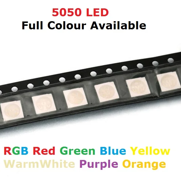 100ks SMD 5050 RGB Chip LED LED PLCC-6 SMD5050 LED Tricolor 60MA DC 2V Red Green Blue LED svetlo Emitujúca dióda PCB SMT guľôčky
