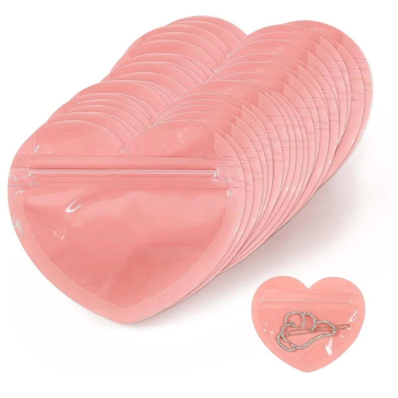 100ks srdcové zipsové šperky vrecko na opätovné vrecko na klenoty pre šperky Candy Storage Skladba malé podniky Darčekové balenie Dodávky