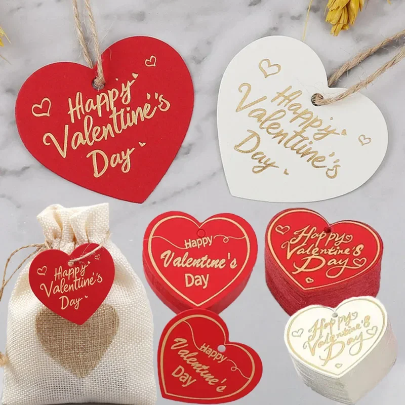 100ks srdiečko okrúhle papierové značky Šťastné Valentínske dni darčekové značky Karty Valentines prívesok pre domácich majstrov remeselníkov