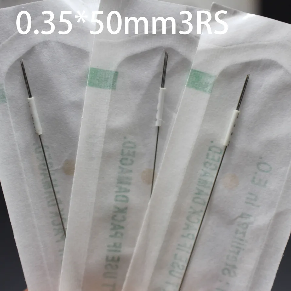 100ks sterilizované 0,35x50 mm 3RS Trvalé make -up tetovacie ihlu pre obočie tetovanie ihlových pier a tetovací dizajn tetovania tetovania