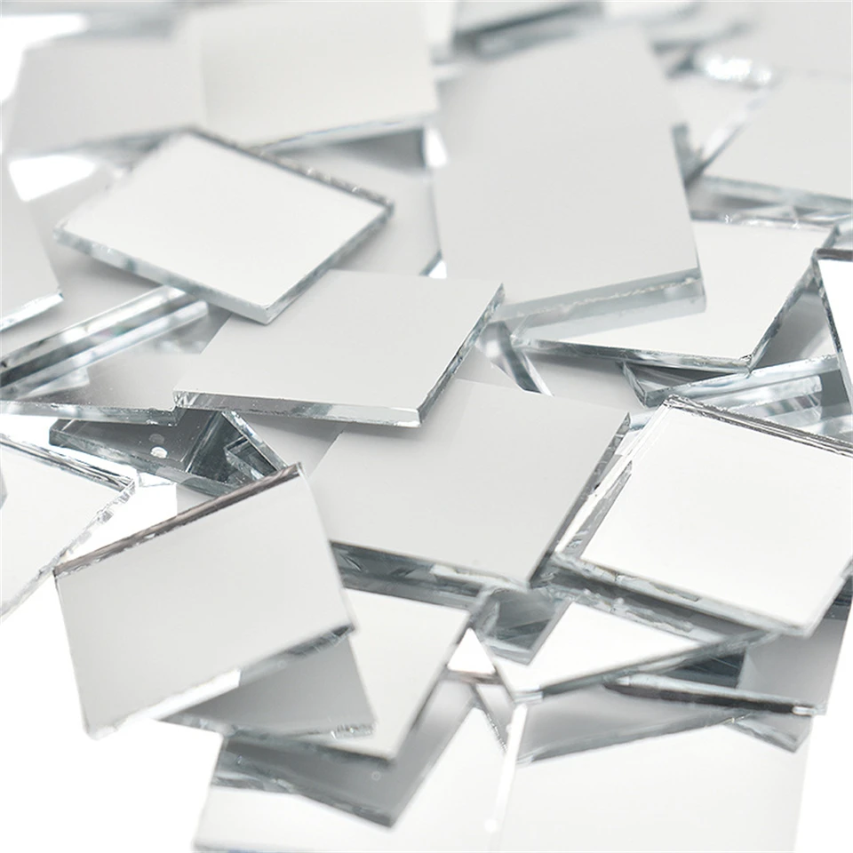 100ks/taška sklenené zrkadlové nálepky Mozaické nálepky na dlaždice okrúhle Diamond Square Self-Petríš