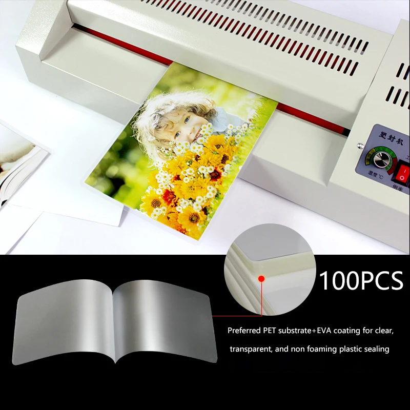 100ks tepelný laminátový film domáce zviera pre fotografiu/súbory/karta/obrázok laminácie laminátora Laminátor horúci laminátor film
