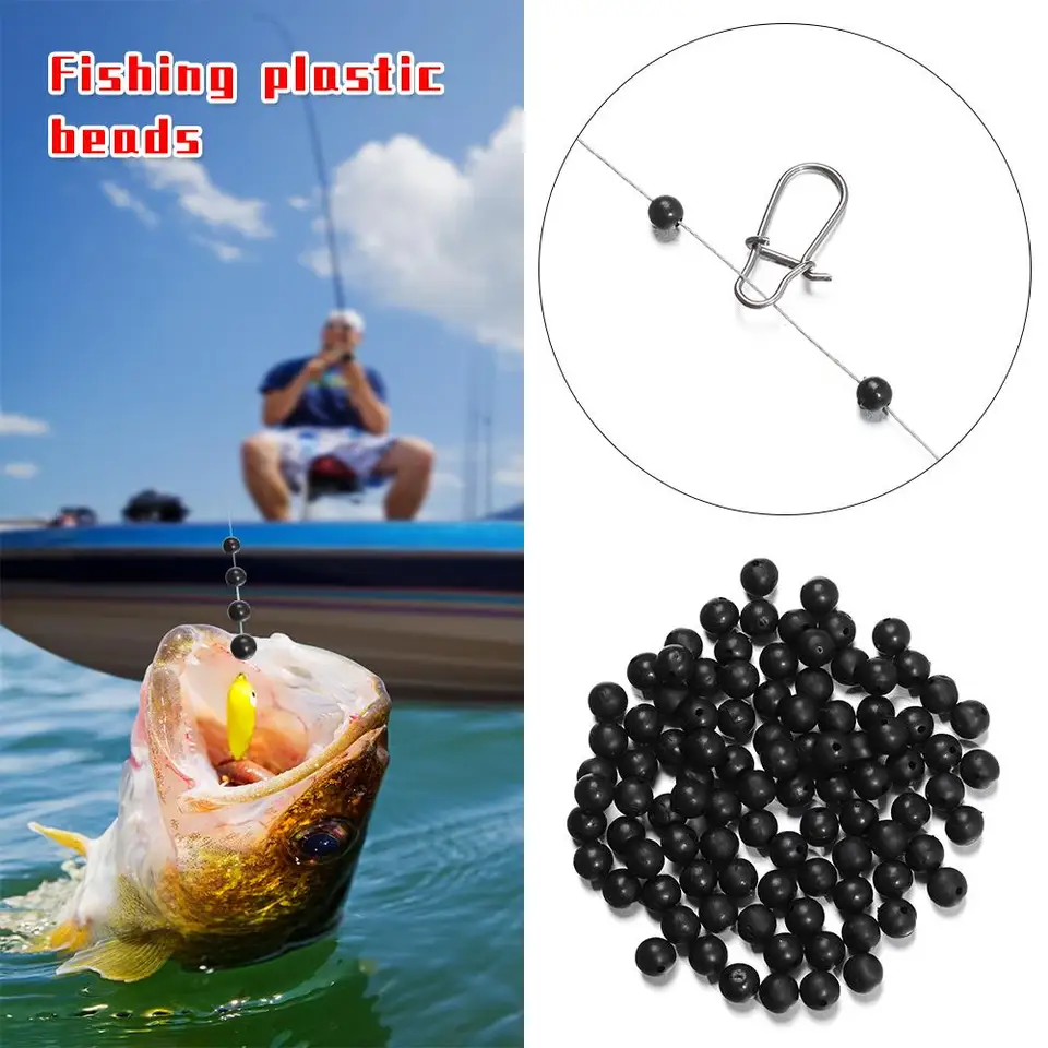 100ks/veľa rybárskych korálikov priestoru Black 3mm-12 mm okrúhle mäkké a tvrdé fazuľa Rybárske návnady