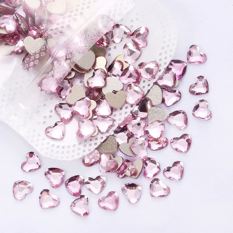 100ks veľkoobchodný mixcolor love diamanty s plochým dnom nepravidelné sklenené nechtové príslušenstvo