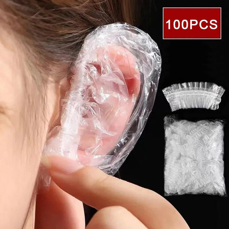100ks vlasy farbenie uší na jedno použitie vodotesného uší chránič Salon kúpeľ Sprchovací štít Earmuffs Balber kaderníctvo príslušenstvo