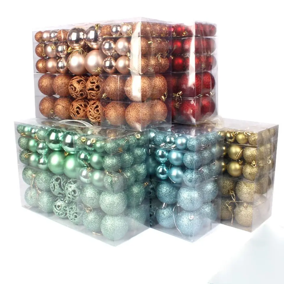100ks vysokokvalitné plastové vianočné lopty sada 18 farieb suspenzibilné vianočné ozdoby loptička 8cm vianočné baubles Storefront