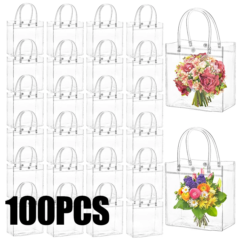100ks čistá tote vodotesná taška opakovane použiteľná PVC Clear nákupná taška na ramennú kabelku Environmentálne cestovné úložné vrecko topánky taška