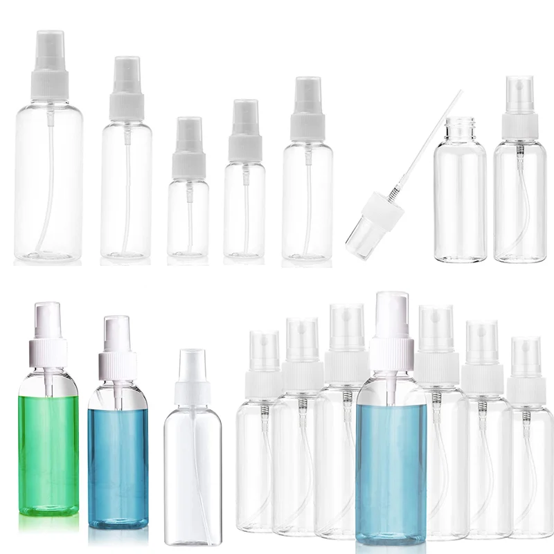 100ks čisté doplňovateľné fľaše prázdne 10 ml-100 ml jemná hmla Plastová kvapalina Balenie Obalu
