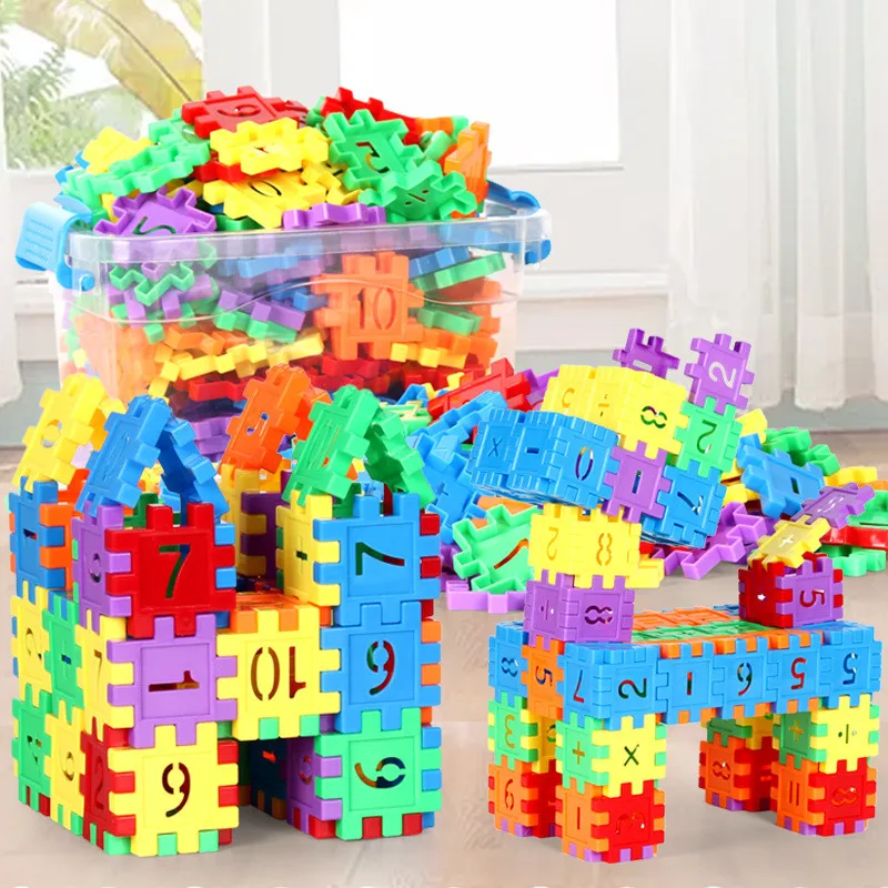 100ks číslo stavebné bloky DIY hračky veľké častice farebné kreatívne zostavenie tehál Math blokuje deti s raným vzdelávaním