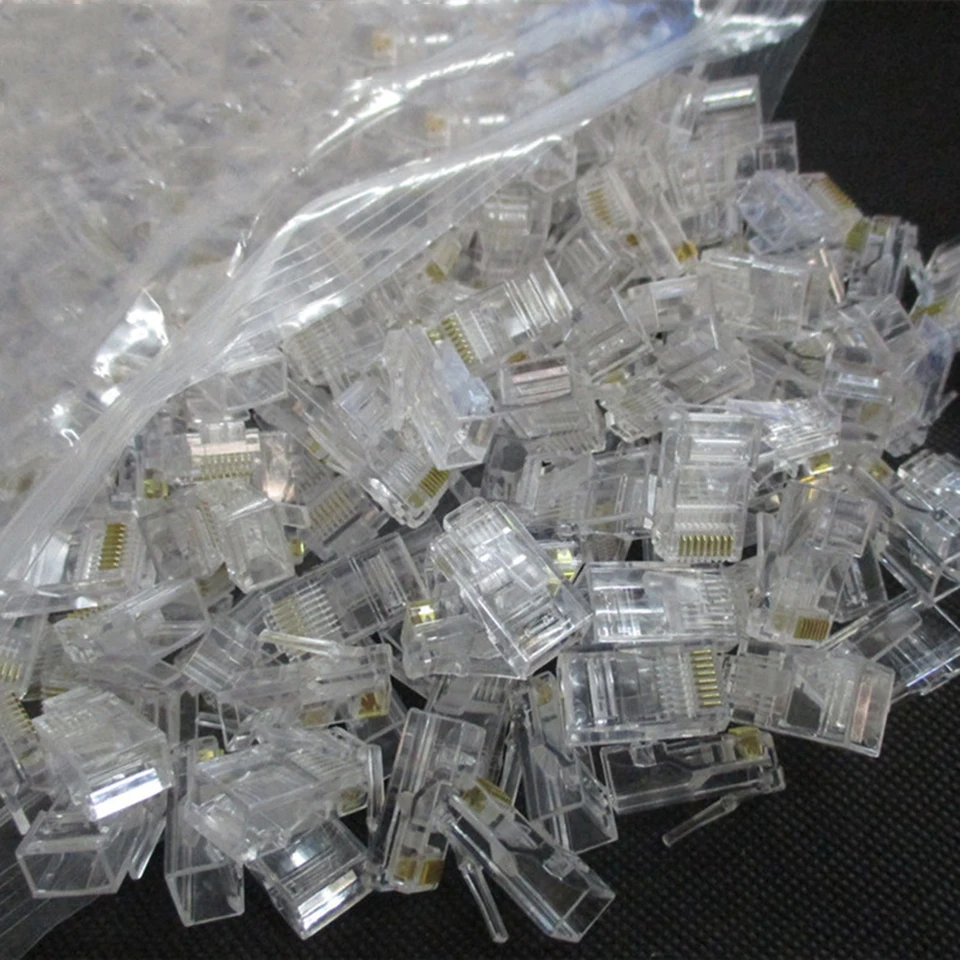 100ks/šarža RJ-45 Ethernet Kábly Modul sieťový konektor pre UTP CAT5 CAT5E RJ45 Sieťové káblové kryštály 8p8c