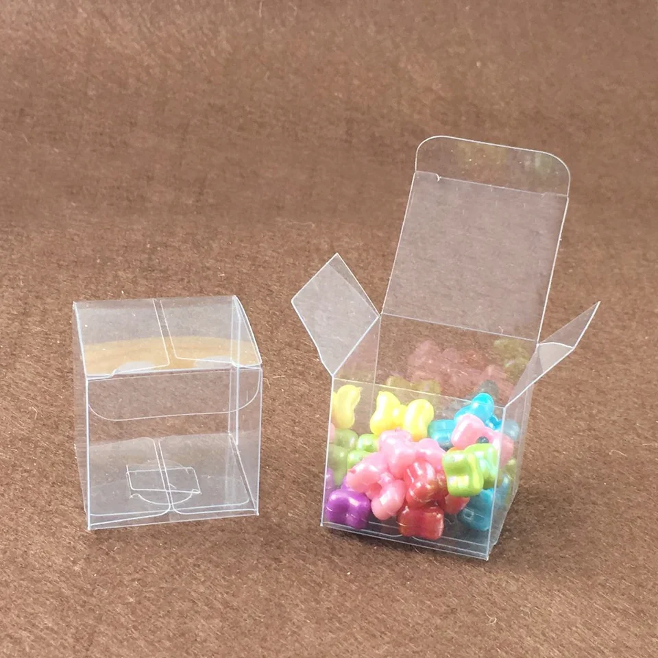 100ks štvorcový plastový úložný priestor PVC Box Clear Transparent Boxes pre darčekové skrinky svadba/náradie/jedlo/šperky Displej DIY